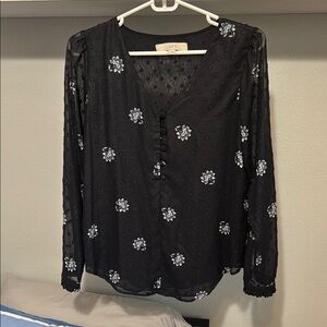 LOFT Black Floral Women's Top